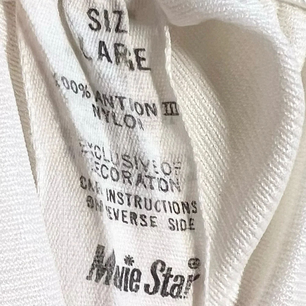 VINTAGE nylon silky dress skirt slip white lace side slit elastic waist maxi 70s - Picture 6 of 12